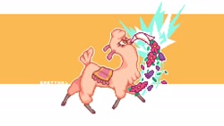 Size: 2048x1152 | Tagged: safe, artist:emetthh, derpibooru import, paprika paca, alpaca, them's fightin' herds, bouquet, community related, digital art, female, flower, pixel art, simple background, solo