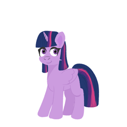 Size: 2000x2000 | Tagged: safe, artist:zoeyhorse, derpibooru import, twilight sparkle, twilight sparkle (alicorn), alicorn, pony, g4, female, mare, missing cutie mark, simple background, smiling, solo, white background