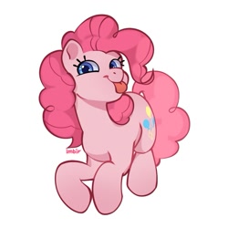 Size: 945x945 | Tagged: safe, artist:imbir, derpibooru import, pinkie pie, earth pony, pony, :p, female, looking at you, mare, simple background, solo, tongue, tongue out, white background