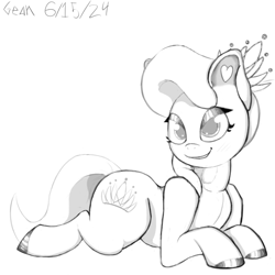 Size: 1000x1000 | Tagged: safe, artist:gean, derpibooru import, diamond tiara, earth pony, pony, female, filly, foal, jewelry, signature, simple background, sketch, smug, solo, tiara, white background