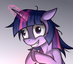 Size: 1600x1400 | Tagged: safe, artist:zetamad, derpibooru import, twilight sparkle, pony, atg 2024, gradient background, messy hair, messy mane, newbie artist training grounds, solo, twilight snapple