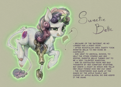 Size: 2000x1432 | Tagged: safe, artist:acidum_valericc, artist:acidumvalericc, derpibooru import, sweetie belle, pony, unicorn, g4, amputee, horn, mlp infection, prosthetic leg, prosthetic limb, prosthetics, solo