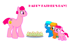 Size: 3028x1832 | Tagged: safe, artist:memeartboi, derpibooru import, earth pony, pegasus, pony, g4, anais watterson, brother and sister, brothers, clothes, colt, cupcake, cute, daisy the donkey, darwin watterson, doll, emotional, family, father, father and child, father and daughter, father and son, father's day, female, filly, foal, food, group, gumball watterson, happy, heartwarming, male, parent, parent and child, plate, ponified, richard watterson, siblings, simple background, socks, species swap, the amazing world of gumball, toy, trio, white background