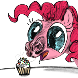 Size: 3000x3000 | Tagged: safe, artist:ja0822ck, derpibooru import, pinkie pie, earth pony, pony, g4, cupcake, detailed, female, food, mare, nostrils, sniffing