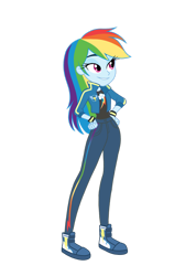 Size: 1280x1793 | Tagged: safe, artist:nightglowfan, derpibooru import, rainbow dash, human, equestria girls, g4, clothes, female, hand on hip, simple background, solo, transparent background, uniform, vector, wonderbolts uniform