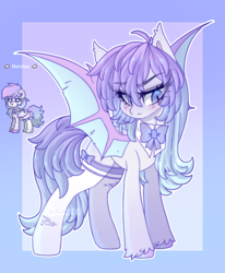 Size: 1164x1410 | Tagged: safe, artist:_spacemonkeyz_, derpibooru import, oc, oc only, oc:monday, bat pony, pony, bow, clothes, female, mare, pony town, socks, solo, unshorn fetlocks, weekday ponies