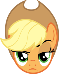 Size: 1024x1272 | Tagged: safe, artist:aethon056, derpibooru import, applejack, pony, g4, applejack is best facemaker, applejack's hat, clothes, cowboy hat, eyebrows, female, hat, head only, raised eyebrow, simple background, solo, trade ya!, transparent background, vector