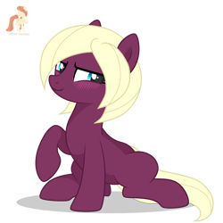 Size: 2500x2500 | Tagged: safe, artist:r4hucksake, derpibooru import, oc, oc:bitter lemon, earth pony, pony, blushing, female, mare, simple background, solo, transparent background