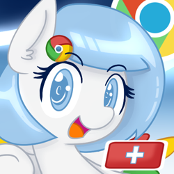 Size: 500x500 | Tagged: safe, artist:wishdreamstar, derpibooru import, oc, oc:google chrome, pegasus, pony, ask google chrome, browser ponies, female, google chrome, mare, solo