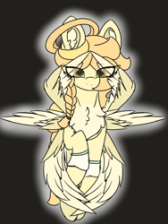 Size: 3072x4096 | Tagged: safe, artist:sodapop sprays, derpibooru import, oc, oc only, oc:sonata sprays, angel, pony, seraph, black background, broken halo, chest fluff, ear fluff, ears, eye clipping through hair, female, freckles, halo, looking at you, mother, multiple wings, rough sketch, simple background, solo, wings