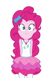 Size: 768x1080 | Tagged: safe, artist:blockslikepl, derpibooru import, edit, edited screencap, screencap, pinkie pie, human, equestria girls, g4, background removed, clothes, female, looking at you, rah rah skirt, simple background, skirt, smiling, solo, transparent background