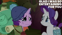 Size: 2000x1125 | Tagged: safe, derpibooru import, edit, edited screencap, editor:quoterific, screencap, rarity, starlight glimmer, pony, unicorn, g4, the mean 6, bag, crying, duo, duo female, female, horn, mare, saddle bag, wavy mouth