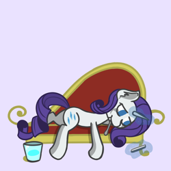 Size: 1280x1280 | Tagged: safe, artist:charleyhorsey, derpibooru import, rarity, pony, unicorn, g4, cellphone, comfort eating, eating, fainting couch, female, food, horn, ice cream, magic, magic aura, makeup, mare, phone, running makeup, sofa, solo