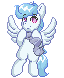 Size: 384x468 | Tagged: safe, artist:santito2k3, derpibooru import, oc, oc only, oc:file folder, pegasus, clothes, digital art, flying, male, pixel art, scarf, simple background, solo, stallion, transparent background