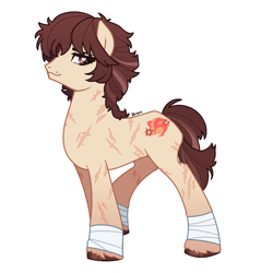 Size: 1280x1280 | Tagged: safe, artist:hirohi, derpibooru import, earth pony, pony, baki hanma, crossover, grappler baki, male, ponified, scar, simple background, solo, species swap, stallion, white background