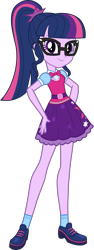 Size: 1870x4990 | Tagged: safe, artist:octosquish7260, derpibooru import, sci-twi, twilight sparkle, human, equestria girls, g4, clothes, female, glasses, sci-twi outfits, shirt, shoes, simple background, skirt, sneakers, socks, solo, standing, t-shirt, teenager, transparent background