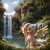 Size: 1440x1440 | Tagged: safe, ai content, derpibooru import, machine learning generated, fluttershy, pegasus, pony, g4, bathing, blushing, cloud, ears, eyes closed, female, floppy ears, flower, generator:pony realism 2.1, grass, mare, nature, outdoors, prompter:siber, realistic, scenery, sitting, solo, spread wings, sun, water, waterfall, wet, wet mane, wings