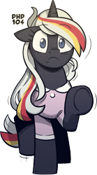 Size: 803x1444 | Tagged: safe, artist:php104, derpibooru import, oc, oc only, oc:velvet remedy, pony, unicorn, fallout equestria, g4, clothes, horn, raised hoof, raised leg, simple background, surprised, transparent background