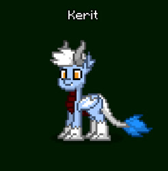 Size: 531x540 | Tagged: safe, derpibooru import, oc, oc only, oc:kerit, dragon, pony, digital art, folded wings, green background, male, pixel art, pony town, reincarnation, simple background, solo, wings