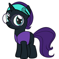 Size: 894x894 | Tagged: safe, artist:aibotnya, derpibooru import, oc, oc only, oc:nyx, alicorn, pony, fanfic:past sins, alicorn oc, blank flank, clothes, cute, disguise, fanfic art, female, filly, filly oc, foal, glasses, hairband, headband, horn, moon, nyxabetes, ocbetes, raised hoof, raised leg, simple background, solo, transparent background, vector, vest, wings