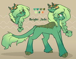 Size: 3587x2796 | Tagged: safe, artist:spoopygander, derpibooru import, oc, oc:bright jade, kirin, pony, braid, cloven hooves, female, leonine tail, mare, tail