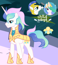 Size: 1280x1435 | Tagged: safe, artist:vi45, derpibooru import, princess celestia, oc, pony, unicorn, adoptable, armor, horn, male, offspring, parent:princess celestia, parent:royal guard, parents:guardlestia, royal guard, stallion