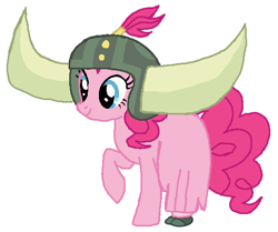 Size: 514x429 | Tagged: safe, artist:qjosh, derpibooru import, pinkie pie, earth pony, pony, yak, g4, female, helmet, honorary yak horns, horned helmet, pony to yak, solo, transformation, transformation sequence, viking helmet