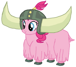 Size: 481x422 | Tagged: safe, artist:qjosh, derpibooru import, pinkie pie, earth pony, yak, g4, female, pony to yak, solo, transformation, transformation sequence