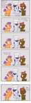Size: 1300x4200 | Tagged: safe, artist:wanda, derpibooru import, button mash, rumble, tender taps, earth pony, pegasus, pony, blushing, chef's hat, comic, filthy frank, gay, giggling, hat, kissing, laughing, male, text