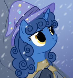 Size: 3000x3200 | Tagged: safe, artist:nika-rain, derpibooru import, oc, oc only, pony, unicorn, bust, commission, horn, portrait, show accurate, snow, snowfall, solo, vector