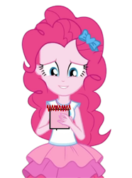 Size: 1052x1414 | Tagged: safe, artist:blockslikepl, derpibooru import, edit, edited screencap, screencap, pinkie pie, human, equestria girls, g4, background removed, blue's clues, female, handy dandy notebook, not a vector, simple background, solo, transparent background