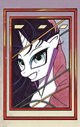 Size: 1020x1616 | Tagged: safe, artist:andypriceart, derpibooru import, edit, idw, screencap, pony, unicorn, 80s, absurd resolution, accessory, album cover, album parody, art is magic, bust, clothes, comic, cover art, duran duran, ear piercing, earring, eyelashes, eyeliner, female, fine art emulation, fine art parody, grin, horn, jewelry, makeup, mare, modern art, official comic, painting, patrick nagel, piercing, pop art, portrait, pretty, rio, smiling, solo, upscaled, wallpaper, wallpaper edit