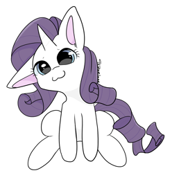 Size: 3931x3966 | Tagged: safe, artist:tkshoelace, derpibooru import, rarity, pony, unicorn, g4, :3, cute, ears, eyelashes, female, floppy ears, horn, raribetes, simple background, sitting, solo, white background