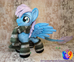 Size: 2732x2304 | Tagged: safe, artist:1stastrastudio, derpibooru import, oc, oc:kaytomy lays, pegasus, pony, clothes, irl, male, photo, plushie, scarf, socks, solo, stallion, striped socks