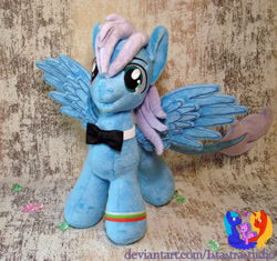 Size: 2364x2218 | Tagged: safe, artist:1stastrastudio, derpibooru import, oc, oc:kaytomy lays, pegasus, pony, bowtie, heterochromia, irl, male, photo, plushie, solo, stallion