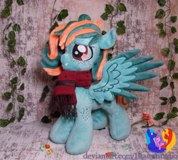 Size: 2556x2304 | Tagged: safe, artist:1stastrastudio, derpibooru import, oc, oc:agatha korhonen, pegasus, pony, clothes, female, irl, mare, photo, plushie, scarf, solo