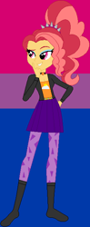 Size: 255x642 | Tagged: safe, artist:sturk-fontaine, derpibooru import, oc, oc only, oc:scarlet dawn, equestria girls, g4, base used, bisexual pride flag, choker, colored background, geode of empathy, magical geodes, magical lesbian spawn, offspring, parent:adagio dazzle, parent:sunset shimmer, pride, pride flag, pride month, solo