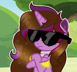 Size: 441x414 | Tagged: safe, artist:kathepart, derpibooru import, oc, oc:kathepaint, unicorn, collar, freckles, glasses, horn