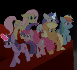 Size: 1874x1700 | Tagged: safe, artist:cmara, derpibooru import, applejack, fluttershy, pinkie pie, rainbow dash, rarity, twilight sparkle, twilight sparkle (alicorn), alicorn, earth pony, pegasus, unicorn, g4, female, horn, mane six