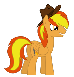 Size: 1599x1673 | Tagged: safe, artist:xxblue-shy-gamersxx, derpibooru import, oc, oc only, oc:firey ratchet, pegasus, fedora, hat, male, simple background, smiling, stallion, transparent background