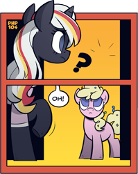 Size: 1169x1469 | Tagged: safe, artist:php104, derpibooru import, oc, oc only, oc:silver bell, oc:velvet remedy, pony, unicorn, fallout equestria, clothes, comic, confetti, female, filly, foal, horn, simple background, speech bubble