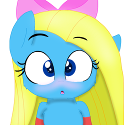 Size: 720x720 | Tagged: safe, artist:cooperthedoodlian, derpibooru import, oc, oc only, oc:cuteamena, earth pony, pony, beautiful, beautiful eyes, blushing, bow, cooper doodlian is trying to murder us, cute, daaaaaaaaaaaw, earth pony oc, female, gift art, hair bow, solo, solo female