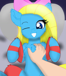 Size: 1124x1289 | Tagged: safe, derpibooru import, oc, oc:cuteamena, earth pony, human, pony, cooper doodlian is trying to murder us, cute, fur, gift art, hand, human on pony petting, offscreen character, petting, pov, present, rubbing