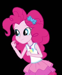 Size: 602x720 | Tagged: safe, artist:blockslikepl, derpibooru import, edit, edited screencap, screencap, pinkie pie, human, equestria girls, g4, background removed, black background, female, not a vector, simple background, solo
