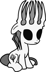 Size: 247x386 | Tagged: safe, artist:snowflake_pone, derpibooru import, pony, g4, hollow knight, male, no eyes, ponified, simple background, sitting, solo, species swap, transparent background