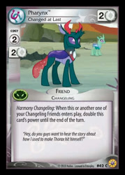 Size: 344x480 | Tagged: safe, derpibooru import, pharynx, changedling, changeling, g4, to change a changeling, ccg, enterplay, friends forever (set), male, my little pony collectible card game, prince pharynx, solo focus