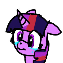 Size: 1024x1024 | Tagged: safe, artist:sipuxa, derpibooru import, twilight sparkle, unicorn twilight, pony, unicorn, g4, crying, crylight sparkle, ears, ears back, floppy ears, horn, sad, simple background, sketch, solo, white background