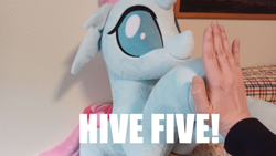 Size: 640x360 | Tagged: safe, artist:melodis, derpibooru import, ocellus, changedling, changeling, human, g4, cute, diaocelles, ears, female, floppy ears, hand, high five, irl, irl human, photo, picture frame