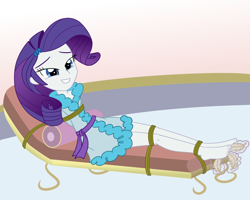 Size: 2500x2000 | Tagged: safe, artist:nie-martw-sie-o-mnie, derpibooru import, part of a set, rarity, human, equestria girls, g4, bathrobe, bondage, clothes, feather, feet, femsub, foot tickling, rarisub, robe, rope, rope bondage, spa, submissive, tickling, tied down