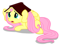 Size: 900x652 | Tagged: safe, artist:iks83, derpibooru import, fluttershy, pegasus, pony, g4, book, cowering, female, mare, open mouth, scared, simple background, solo, transparent background, vector